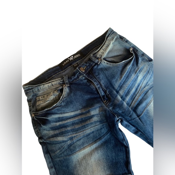X-RAY Mens Indigo Denim Jeans Pants Stretch Blue Jeans Moto 32 X 32 - Picture 10 of 15